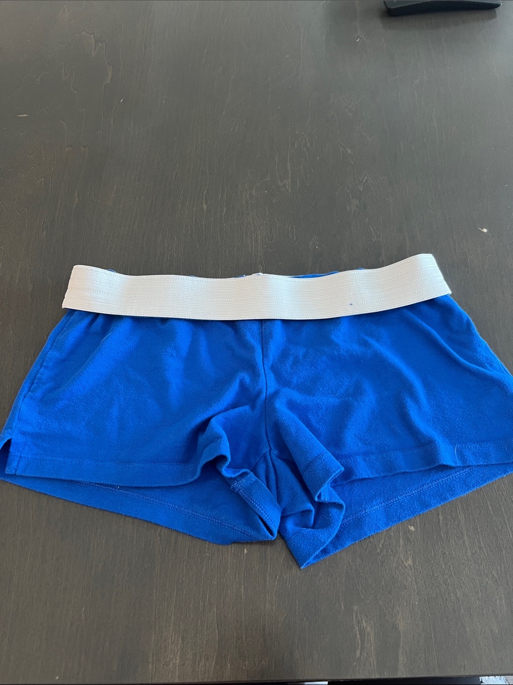 Blue Women's Active Shorts with White Elastic Waistband